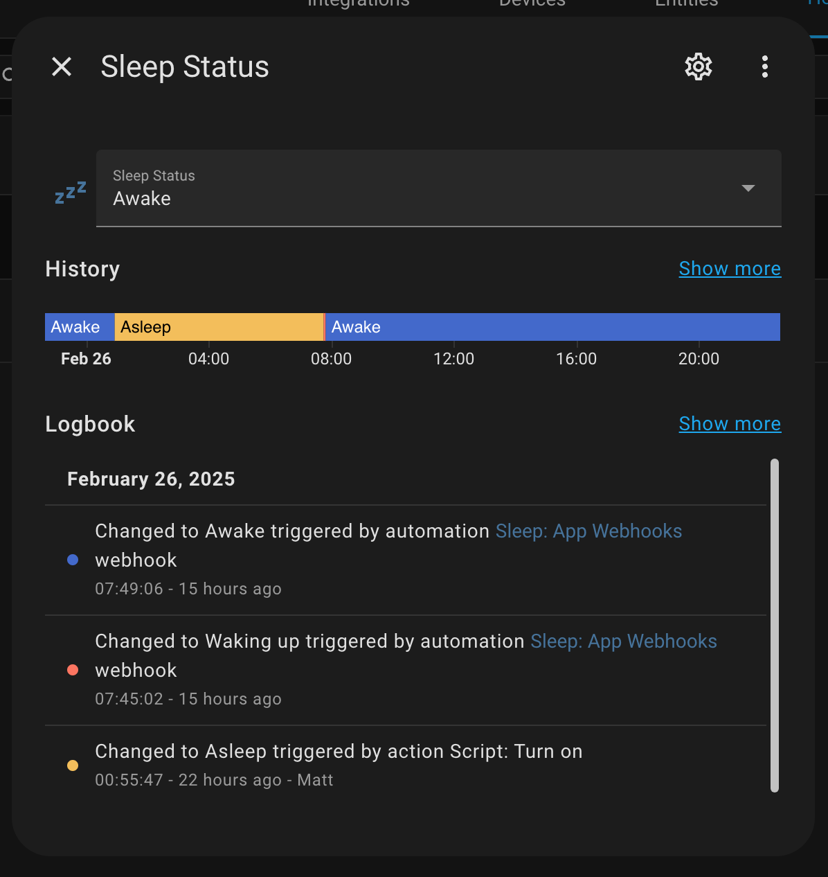 Sleep Status History